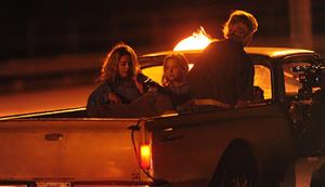 Ashley Benson and Vanessa Hudgens film Spring Breakers Florida on March 15, 2012