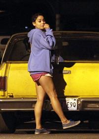 Ashley Benson and Vanessa Hudgens film Spring Breakers Florida on March 15, 2012