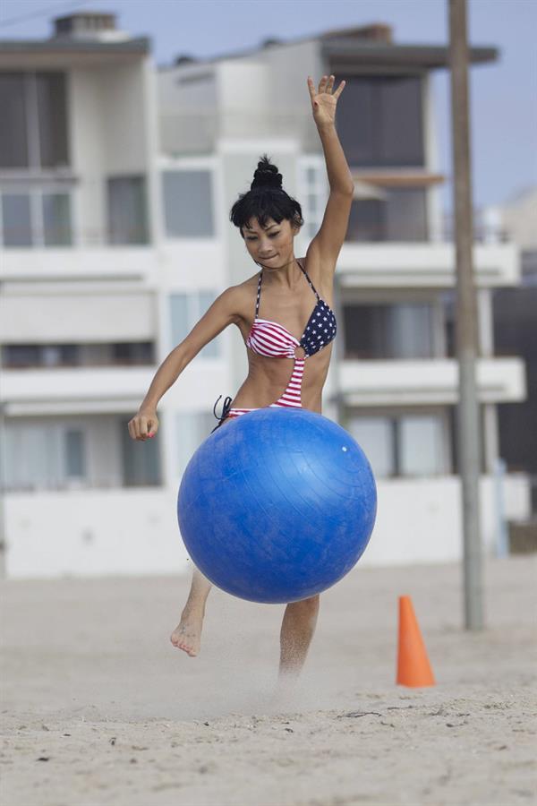 Bai Ling American-flag Bikini On Beach Los Angeles (10/04/12) 