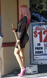 Christina Aguilera - filming a music video in Los Angeles August 24, 2012