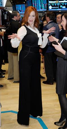 Christina Hendricks opening bell of New York Stock Exchange on March 21, 2012