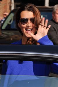 Cote De Pablo outside the Ed Sullivan Theater for Letterman on April 25, 2011 