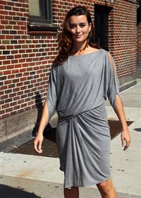 Cote De Pablo outside the Ed Sullivan Theater for Letterman on April 25, 2011 