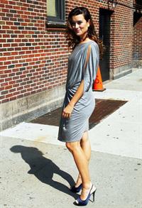 Cote De Pablo outside the Ed Sullivan Theater for Letterman on April 25, 2011 