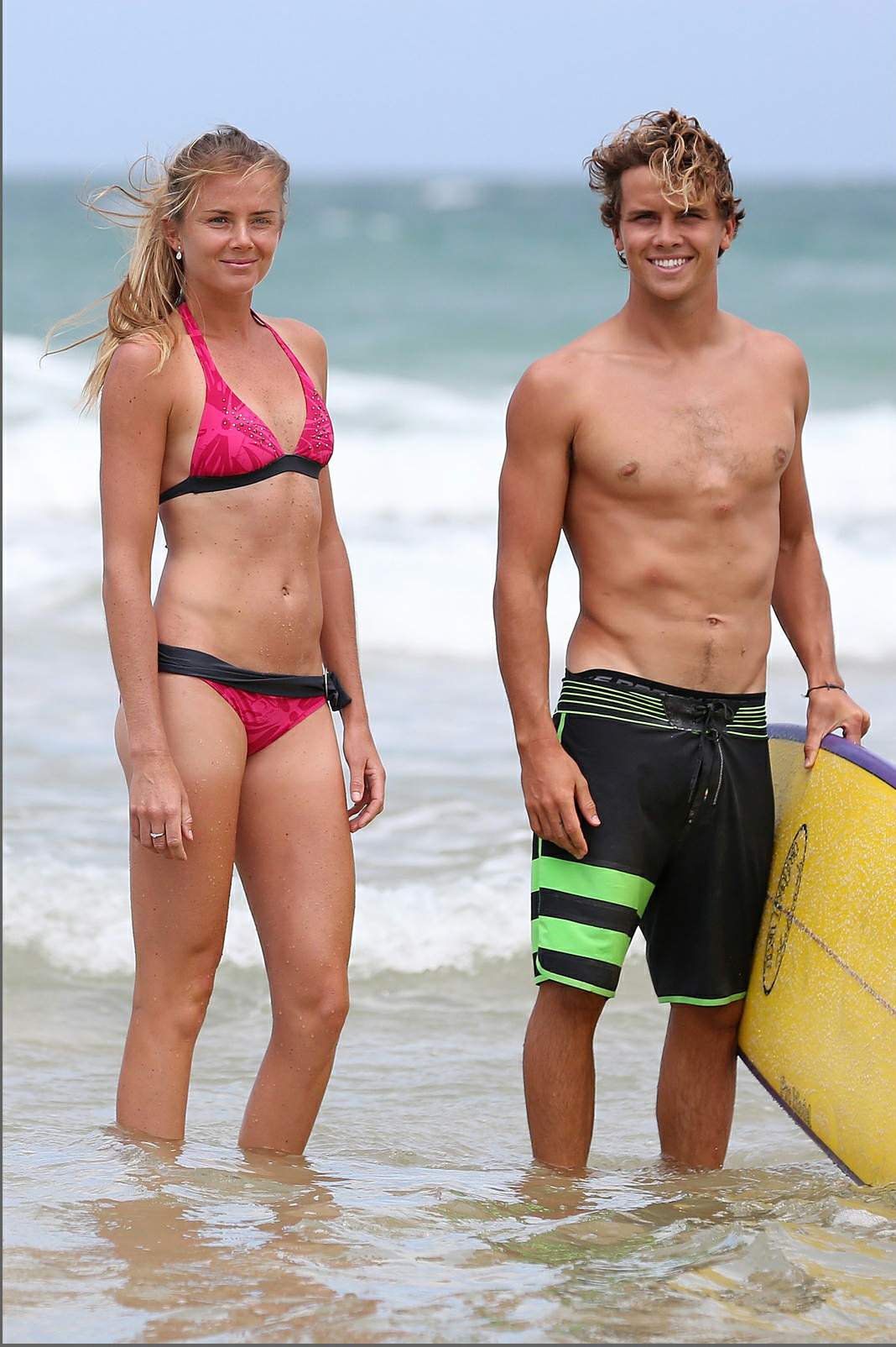 Daniela Hantuchova bikini beach surfing candids in Brisbane, Australia, December 26, 2012 