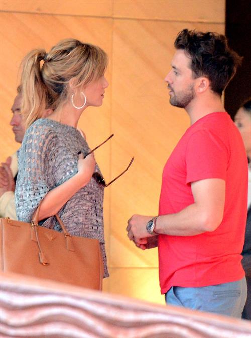 Delta Goodrem Spotted with boyfriend Darren McMullen and friends at Sydney's Park Hyatt Hotel, Sydney, Australia 