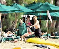 Demi Lovato and her bodyguard are spotted on the beach in Barbados April, 16 2013 