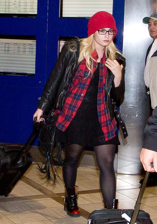 Demi Lovato cute in a red touque & specs @ LA/28/12