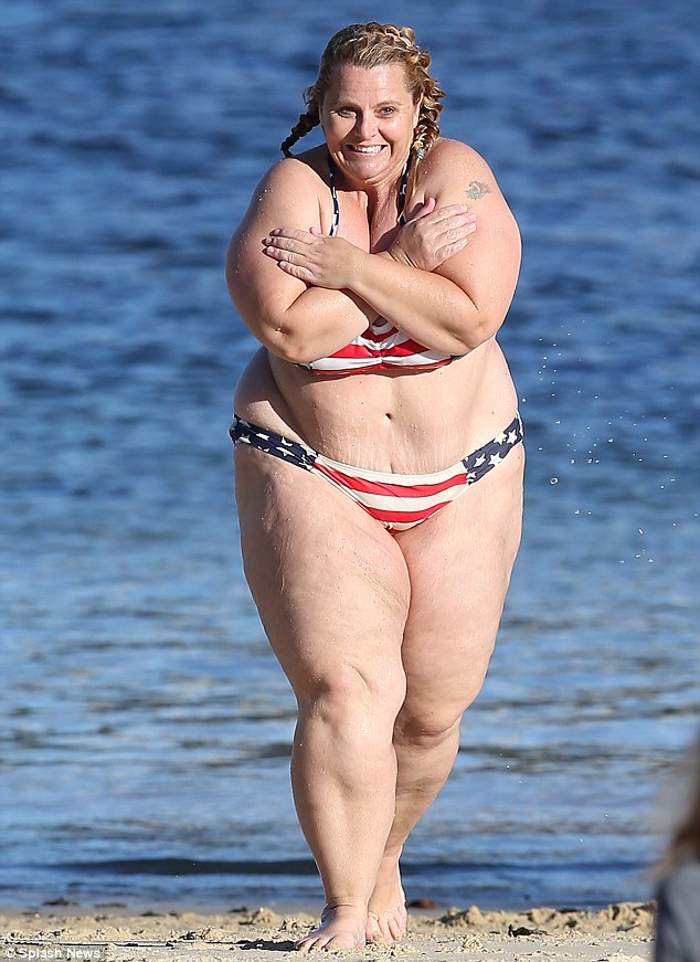 Anonymous Bikini Pictures Fat girl in an American Flag Bikini
