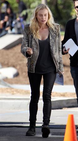 Diane Kruger On the set of her new Movie 'The Bridge' in Los Angeles on April 16, 2013 