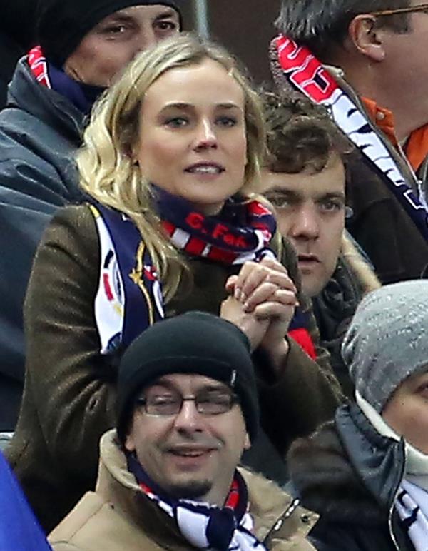 Diane Kruger France vs.Germany friendly soccer game in Paris, Frannce on February 6, 2013