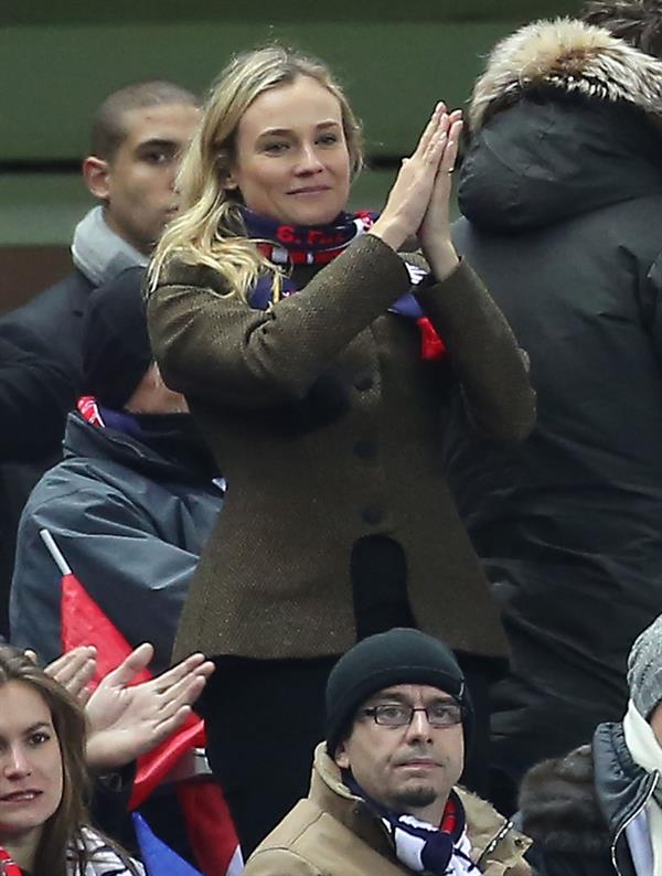 Diane Kruger France vs.Germany friendly soccer game in Paris, Frannce on February 6, 2013