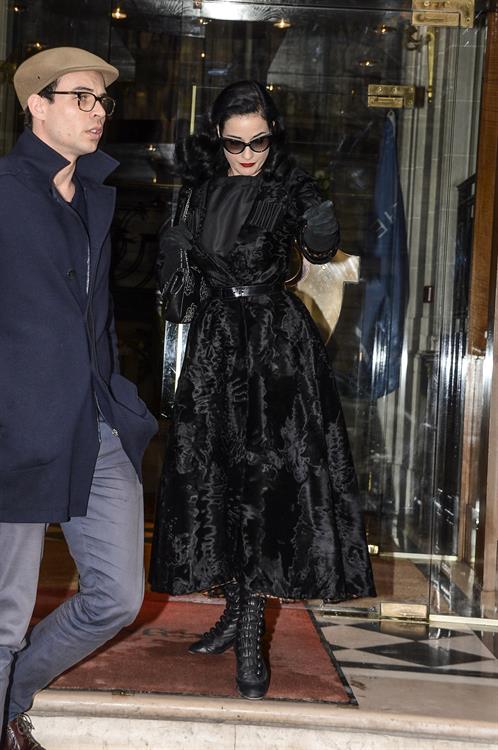 Dita Von Teese - Leaves Hotel Raphael in Paris 1/23/13  