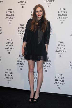 Elizabeth Olsen Chanel The Little Black Jacket - Karl Lagerfeld Photo Ehibition Dinner Party Milan, April 4, 2013 