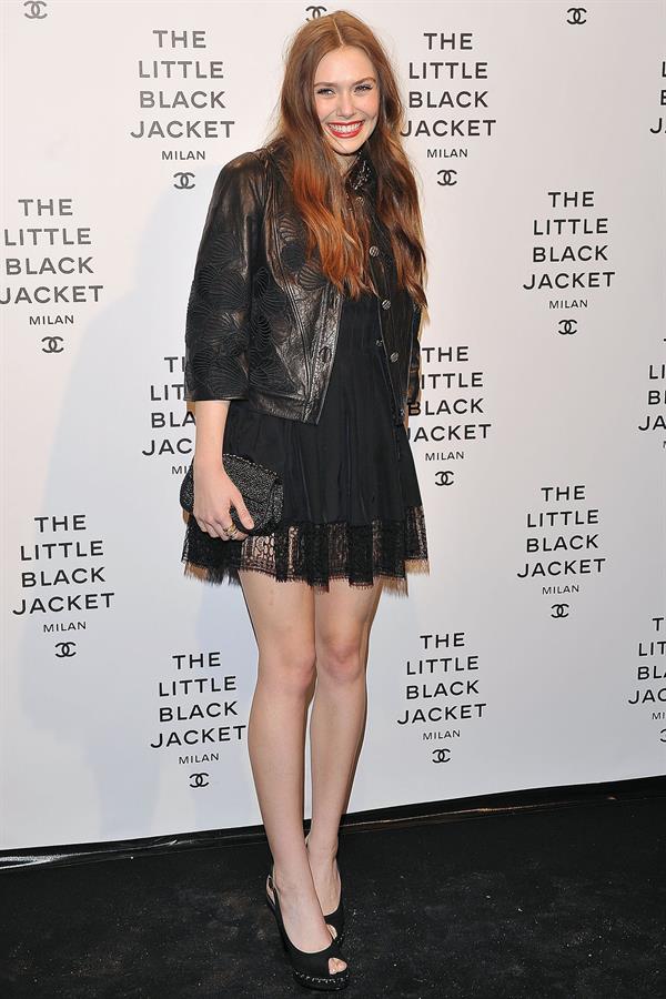 Elizabeth Olsen Chanel The Little Black Jacket - Karl Lagerfeld Photo Ehibition Dinner Party Milan, April 4, 2013 