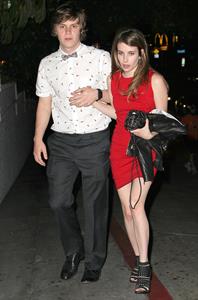 Emma Roberts in LA in a red dress 4/27/13  