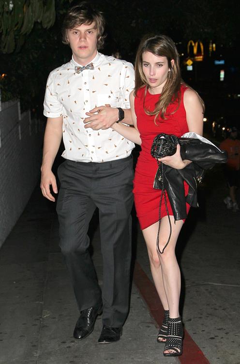 Emma Roberts in LA in a red dress 4/27/13  