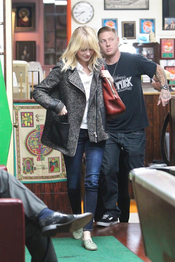 Emma Stone Stopped at Shamrock Tattoo - October 17, 2012 