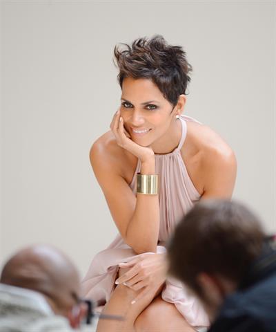 Halle Berry shooting a commercial for 5th Avenue Collection in LA on February 21, 2013