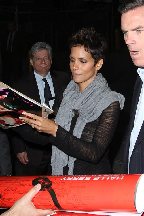 Halle Berry arrives for the Jimmy Kimmel Show in Los Angeles on March 20, 2013