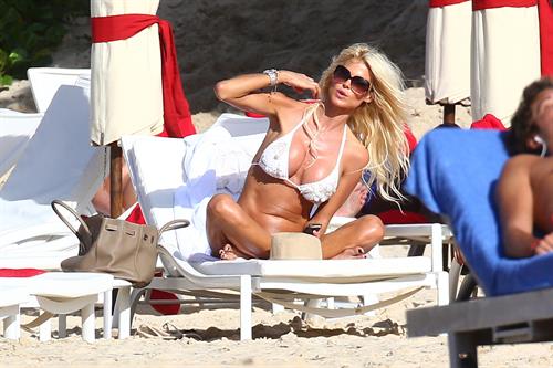 Victoria Silvstedt - white bikini in St. Barts 1/3/13  