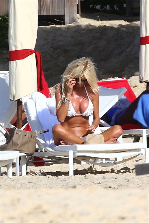 Victoria Silvstedt - white bikini in St. Barts 1/3/13  