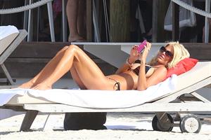 Victoria Silvstedt in a bikini on the beach in St. Barts 1/5/13