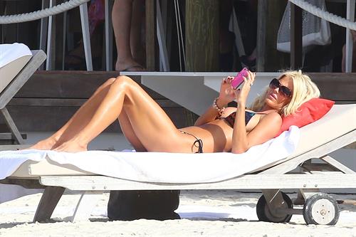 Victoria Silvstedt in a bikini on the beach in St. Barts 1/5/13