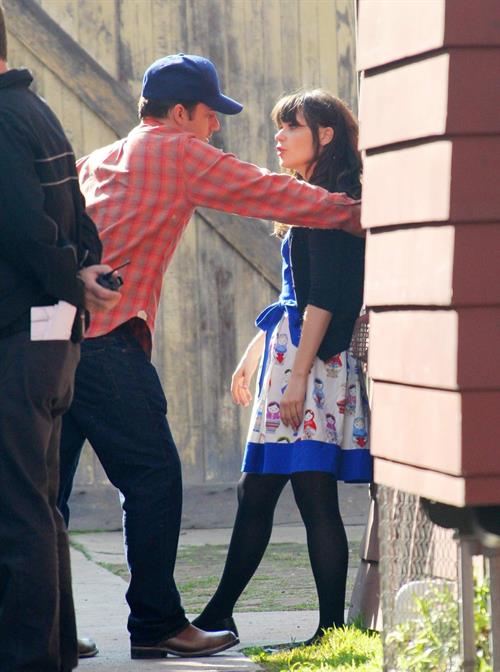 Zooey Deschanel Pictures Zooey Deschanel on the set of 'New Girl in Los Angeles December 4, 2012
