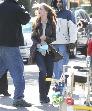 Jennifer Love Hewitt filming The Client List and really getting into character in between takes. January 10, 2013 