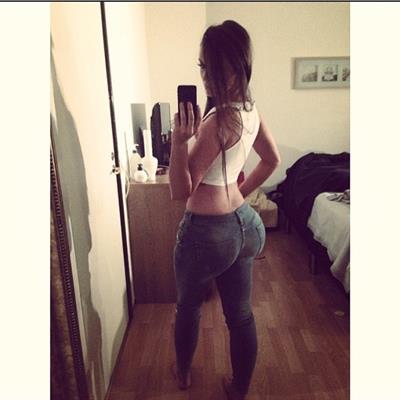 Ines Helene taking a selfie and - ass