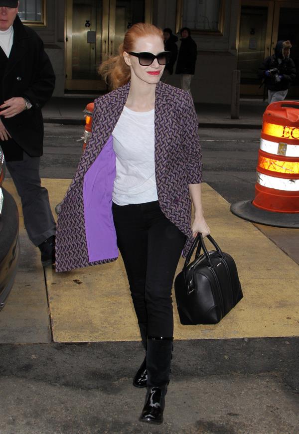 Jessica Chastain arriving at the Walter Kerr Theatre in New York - February 6, 2013 