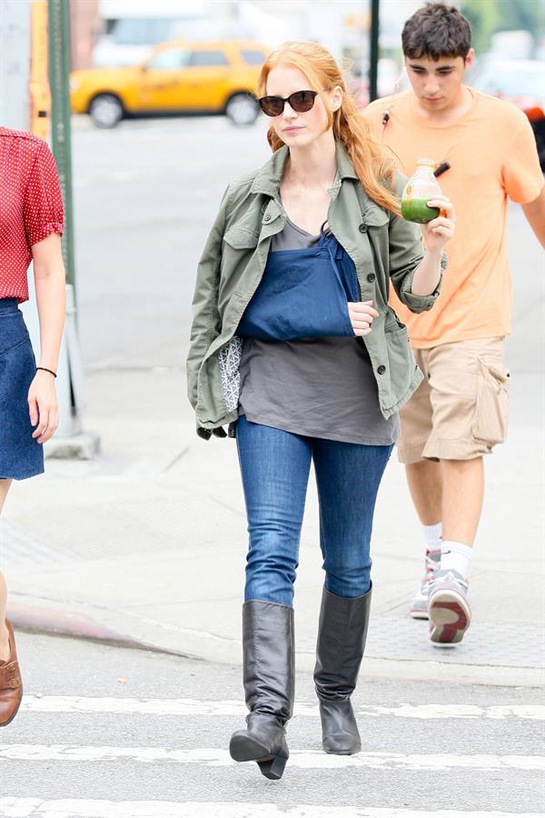 Jessica Chastain - The set of  The Disappearance of Eleanor Rigby  in New York City (13 Jul 2012)