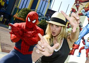 Kaley Cuoco - Hanging with Spiderman at Universal Orlando 02.09.12