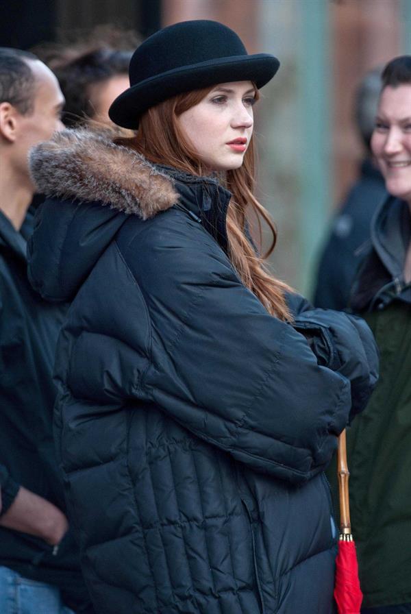 Karen Gillan - Set of 'Not Another Happy Ending' - July 30, 2012