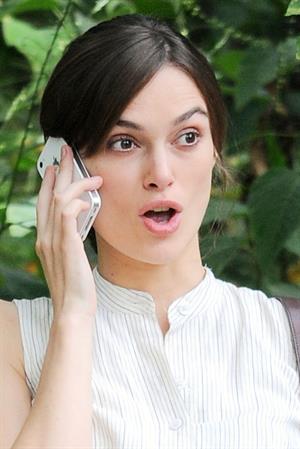 Keira Knightley on the set of 'Can A Song Save Your Life' in Central Park 8/7/12 
