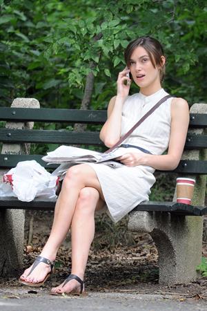 Keira Knightley on the set of 'Can A Song Save Your Life' in Central Park 8/7/12 