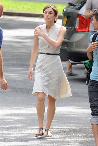 Keira Knightley on the set of 'Can A Song Save Your Life' in Central Park 8/7/12 