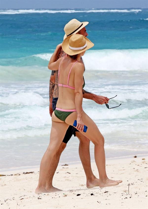 Whitney Cummings in a bikini on the beach in Tulum, Mexico, June 12, 2017