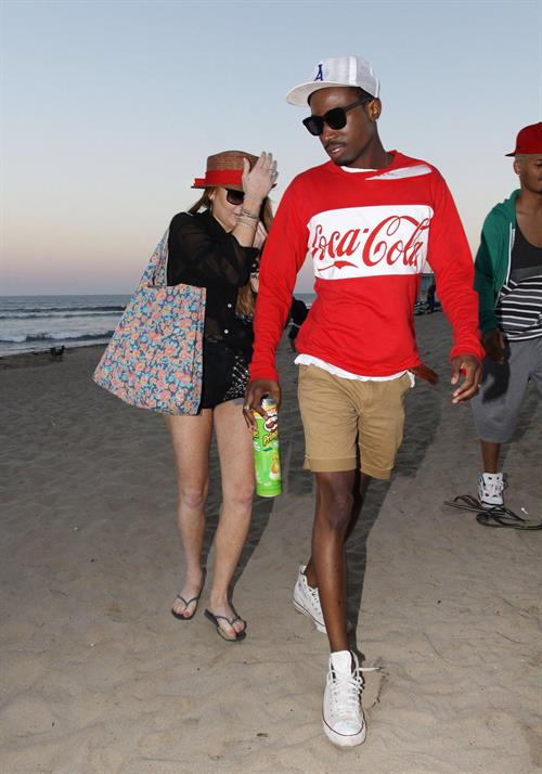 Lindsay Lohan - arriving to the beach in Malibu - August 12, 2012