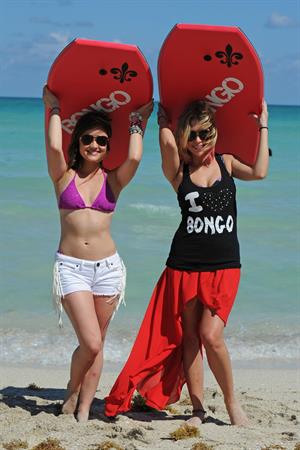 Lucy Hale and Ashley Benson photoshoot at the Bondo Bikini Shack on Miami Beach on March 24, 2012