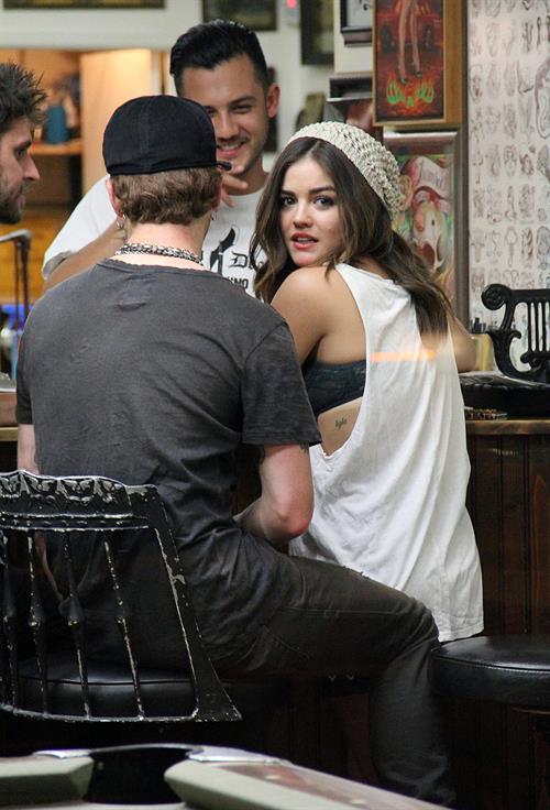 Lucy Hale - at Shamrock Tattoo - September 9th, 2012