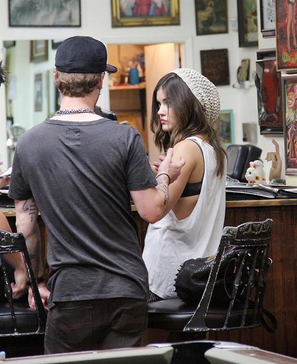 Lucy Hale - at Shamrock Tattoo - September 9th, 2012