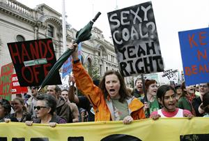 Lucy Lawless - March against mining, Auckland NZ 5/1/10  