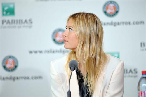 Maria Sharapova Speaks during a press conference at the Roland Garros May 24, 2013 