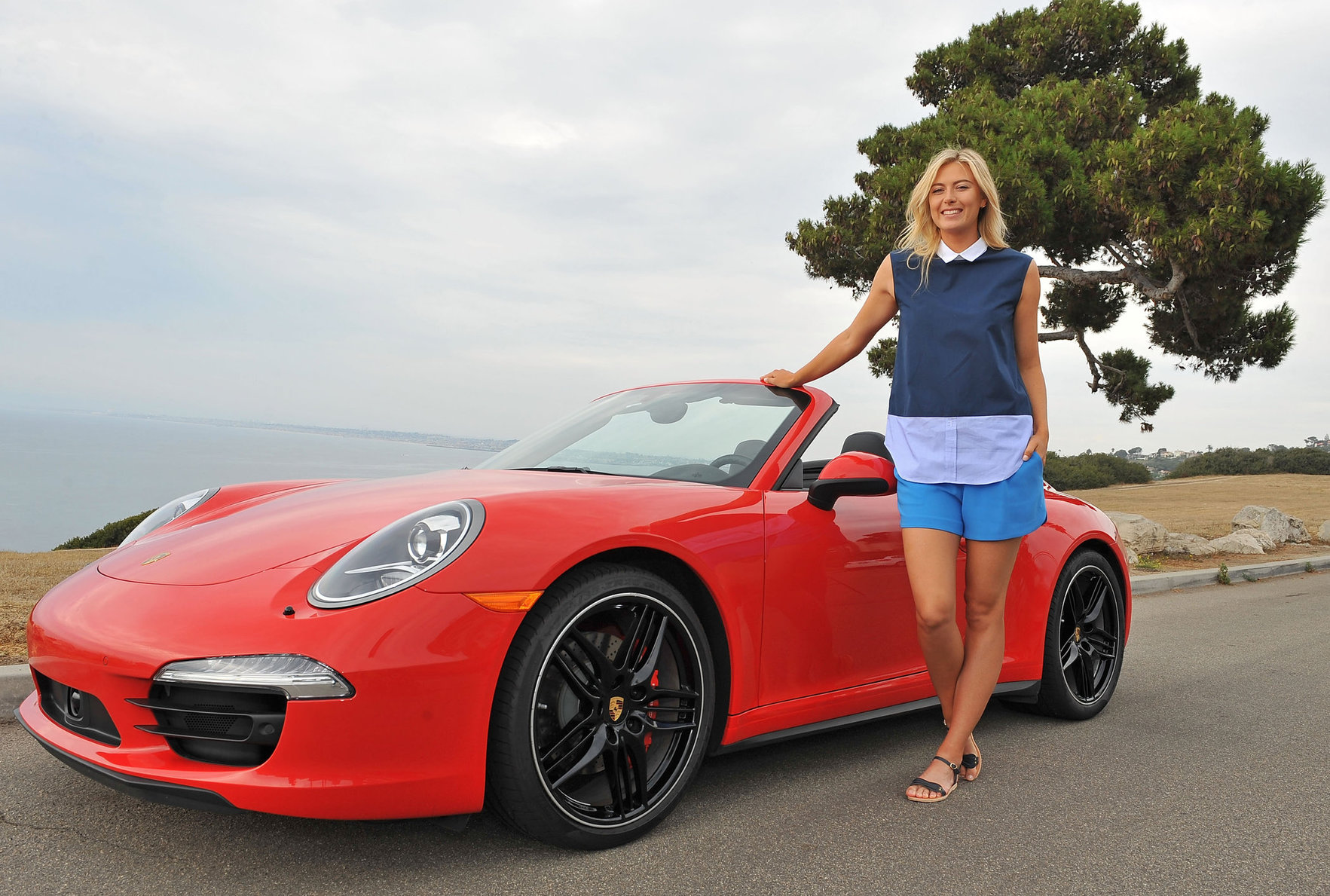 Maria Sharapova Porsche photoshoot in Manhattan Beach, California on July 11, 2013 