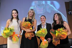 Maria Sharapova attends a press conference to present Saturday's exhibition match Milan November 30, 2012 