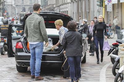 Michelle Hunziker leaving a restaurant in Italy October 10, 2012