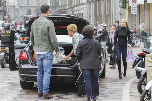 Michelle Hunziker leaving a restaurant in Italy October 10, 2012