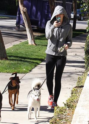 Miley Cyrus walking her dog in Studio City 1/28/13 